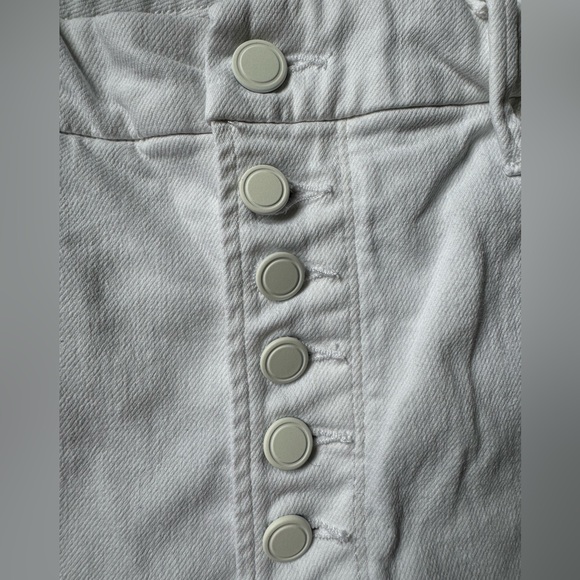 Authentic Good American White Straight Exposed Button-fly Raw Hem Petite Jeans - Picture 4 of 7